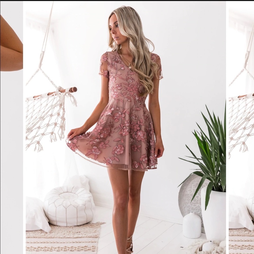 Two Sisters the Label Rose Lace Mini Dress